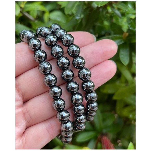 8mm Magnetic Hematite Beaded Stretch Bracelet - Picture 5 of 11